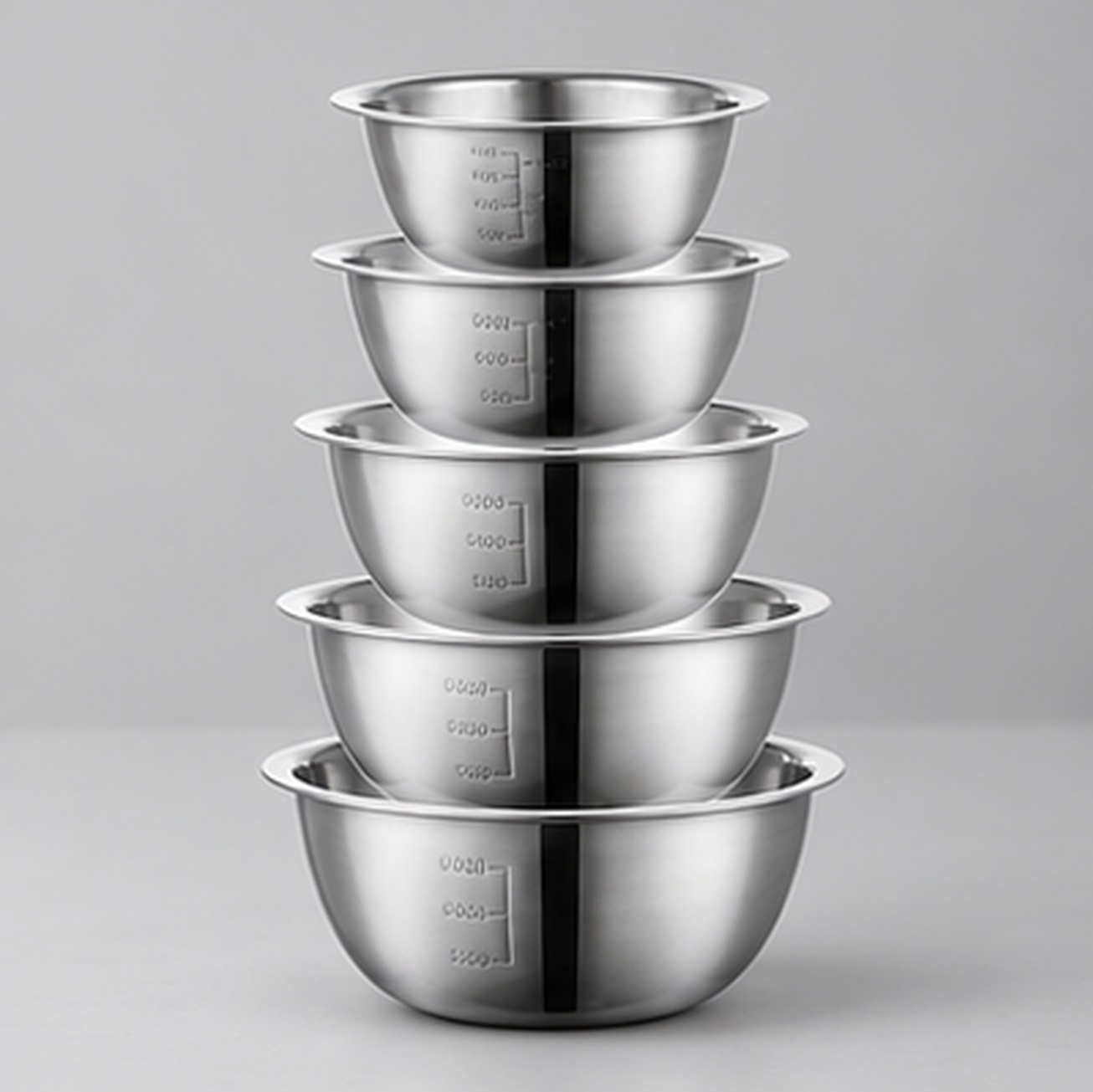 Baking Kitchen Set - 5 Piece Stainless Steel Mixing Bowls