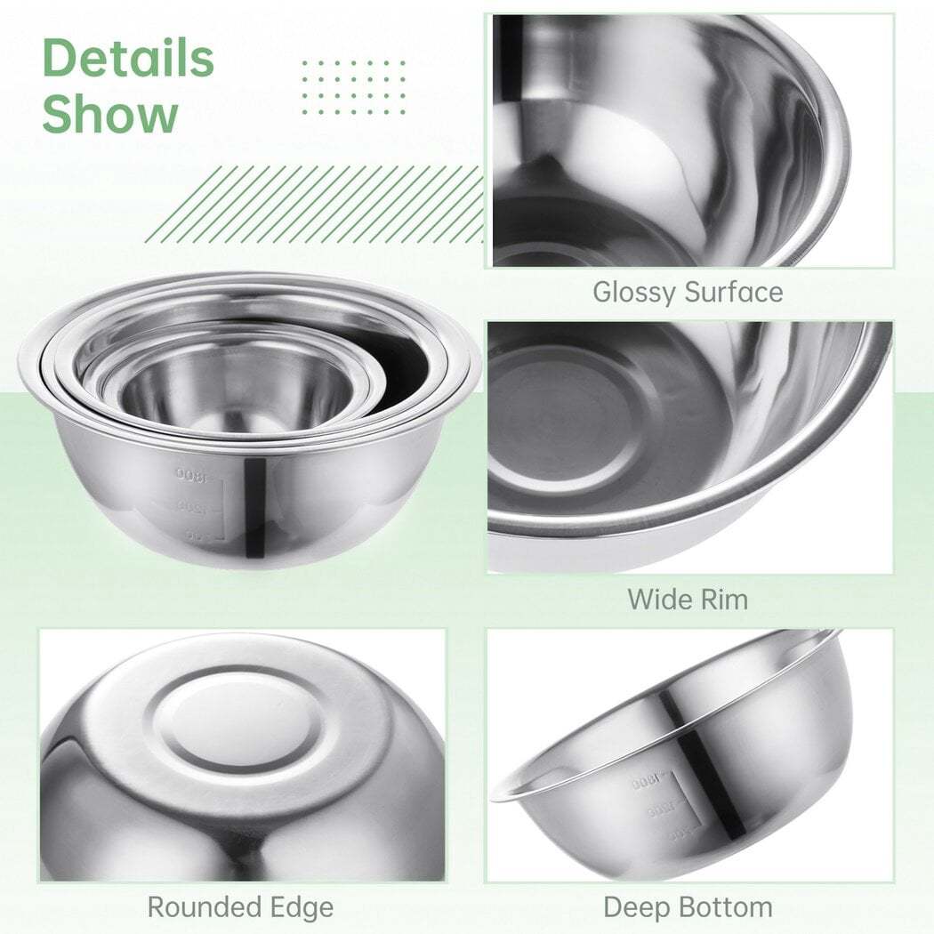 5 Piece Stainless Steel Mixing - Baking Kitchen Set 评论和价格