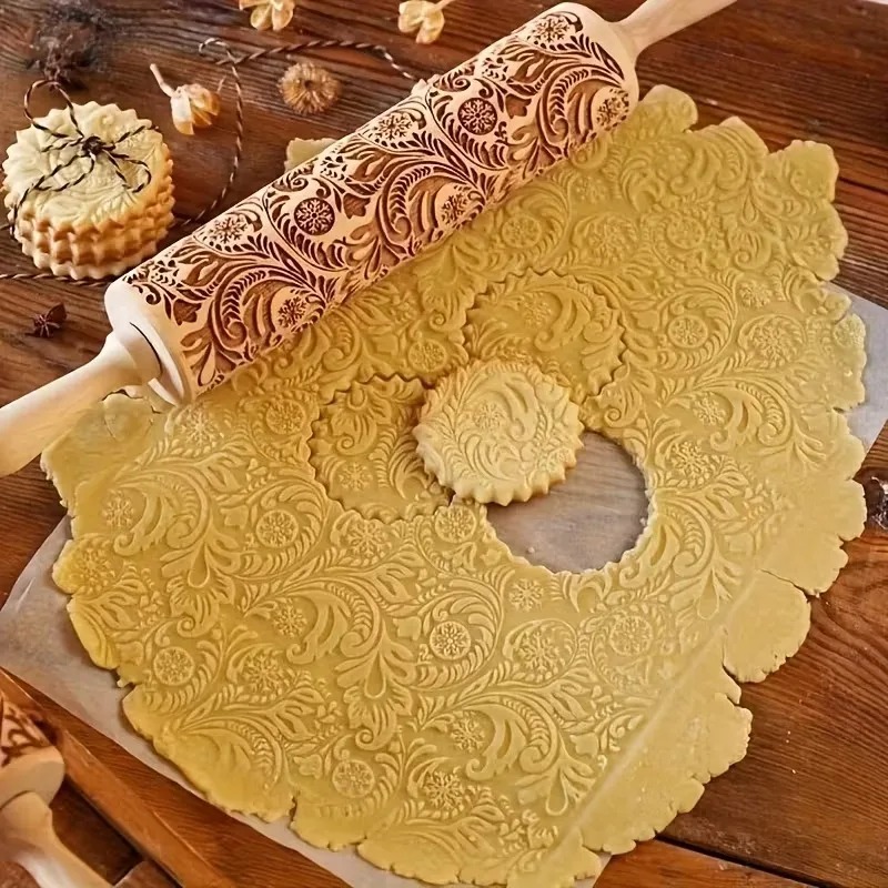 1-5PCS Xmas Engraved Dough Rol - Kitchen Roller Baking 评论和价格