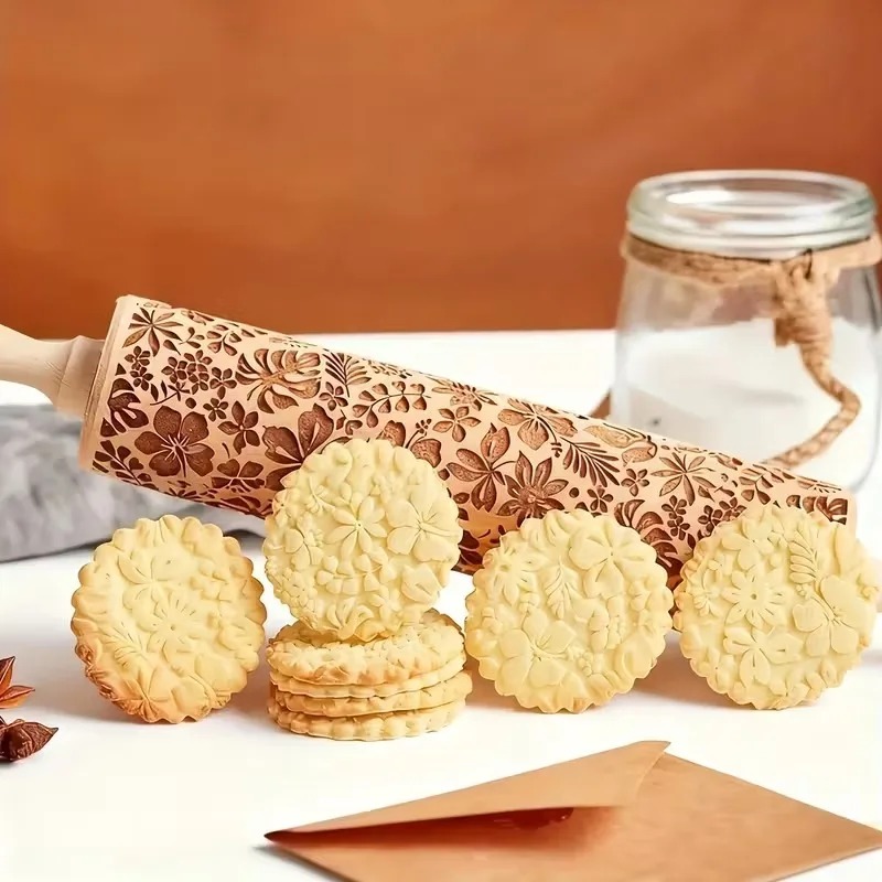 1-5PCS Xmas Engraved Dough Rol - Kitchen Roller Baking 评论和价格